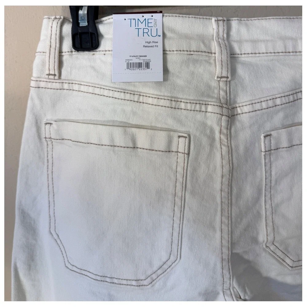 Time and Tru‎ Utility Trousers Women 6 Relaxed High Rise Wide Leg Pants NEW